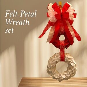 Handmade Double Hanging Felt leaf Wresth with Bow